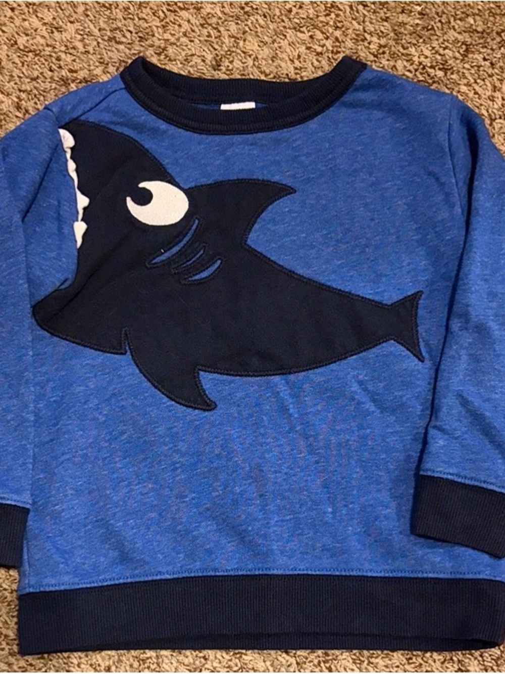 Vintage Gymboree Blue & Navy Shark Applique Top size 3T